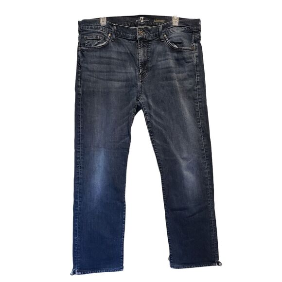 7 For All Mankind Slimmy Jeans Blue Straight size 36 Cotton - Picture 1 of 12